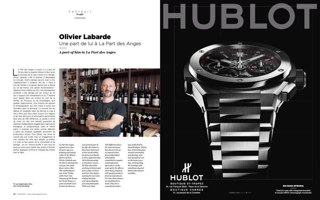 LA PART DES ANGES Caviste Cave à manger Dégustation Vins Nature Nice 17 rue Gubernatis Nice France